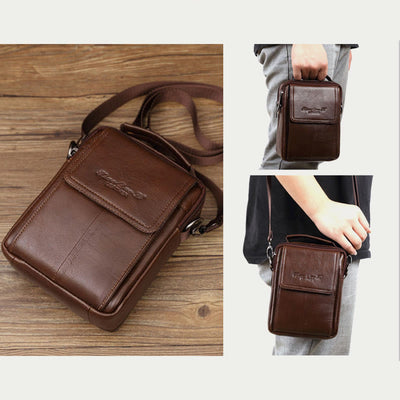 Messenger Bag For Men Vintage Gentle Leather Crossbody Bag