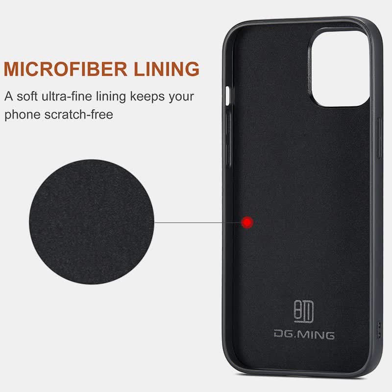 2 In 1 Magnetic Wallet Phone Case for iPhone PU Leather Trifold Wallet Case