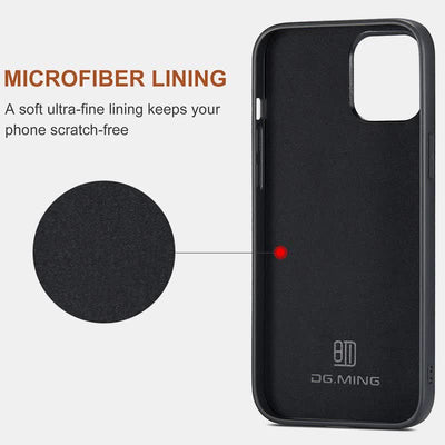 2 In 1 Magnetic Wallet Phone Case for iPhone PU Leather Trifold Wallet Case