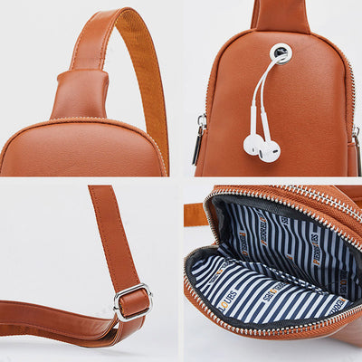Lightweight Casual Sling Bag for Women PU Leather Small Crossbody Backpack