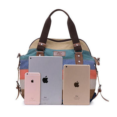 Color Block Stripe Vintage Shoulder Bag