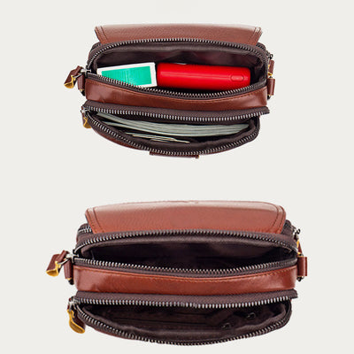 Waist Bag For Men Genuine Leather Horizontal Multi-Functional Phone Bag