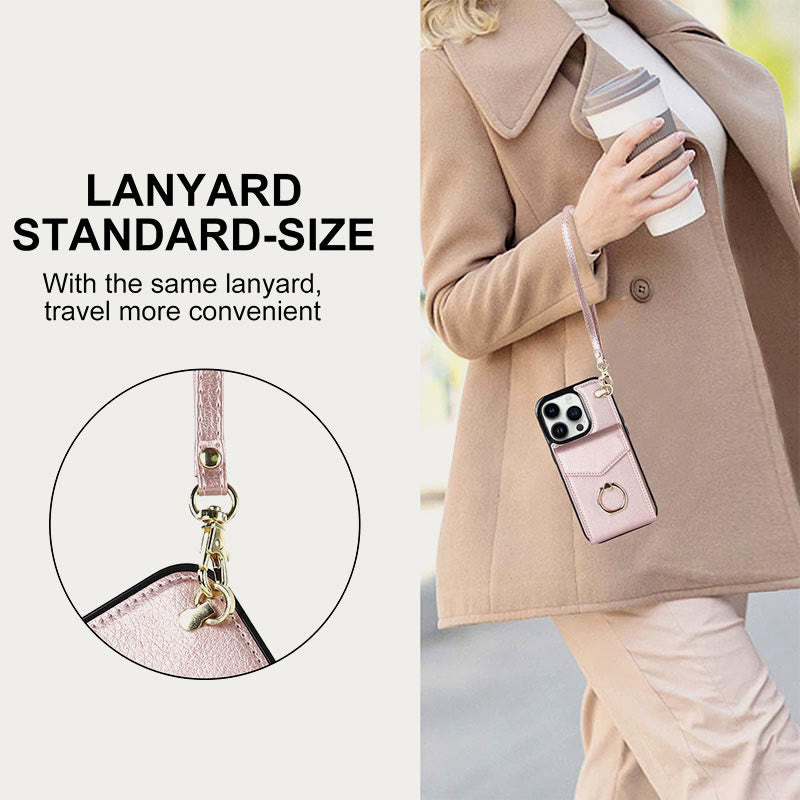Wallet Phone Case for iPhone Casual Leather Buckle Card Holder