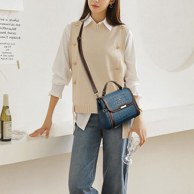 Crocodile Print Handbag For Women Roomy PU Leather Crossbody Bag