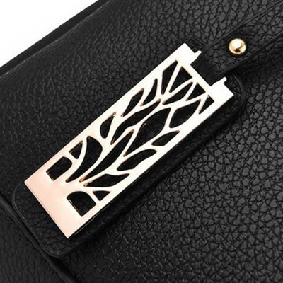 Triple Compartment Metal Decor Top-Handle Satchel Shoulder Crossbody Bag