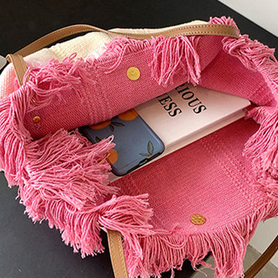 Tote For Women Gradient Color Style Tassel Large Daily Purse