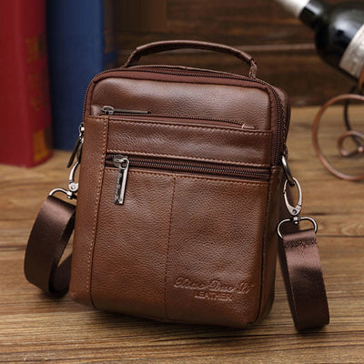 Messenger Bag For Men Vintage Gentle Leather Crossbody Bag