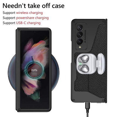 Leather Wallet Case For Galaxy Z Fold 3/4 With Removable S Pen Holder Kickstand