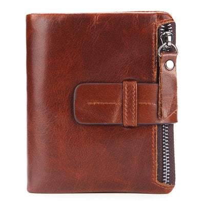 Vintage Genuine Leather Short Wallet Men's Purse Front Pocket Wallet