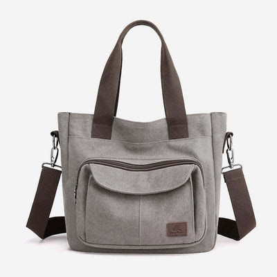 Women's Canvas Top Handle Handbag Multi-pocket Crossbody Shoulder Bag Tote Purse