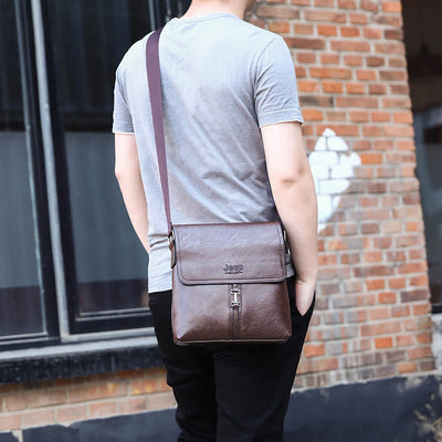 Vintage Leather Messenger Shoulder Crossbody Bag for Men Work Business