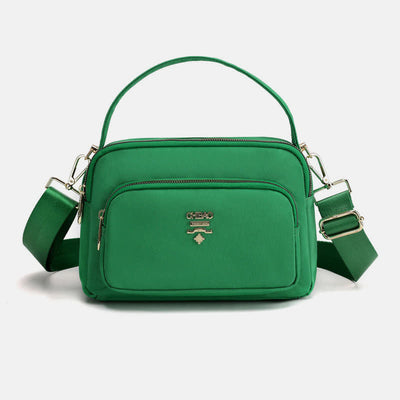 Triple Zip Crossbody Bag for Women Waterproof Lightweight Nylon Shoulder Handbag