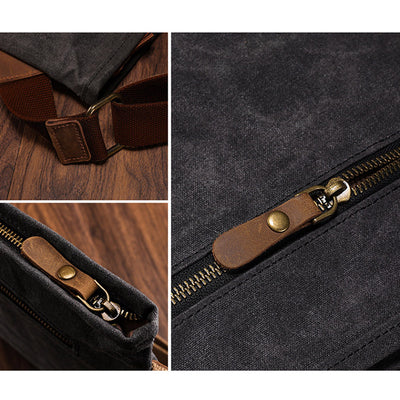 Retro Canvas Crossbody Bag Large Slim Laptop Bag Shoulder Bag