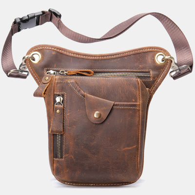 Genuine Leather Retro Waist Bag Thigh Bag with Leg Strap