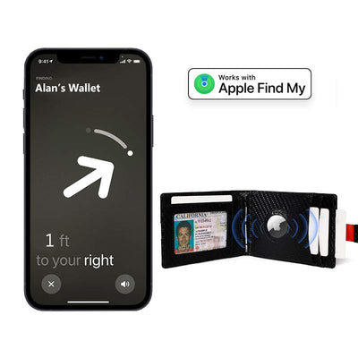 Quick Access Carbon Leather Airtag Wallet