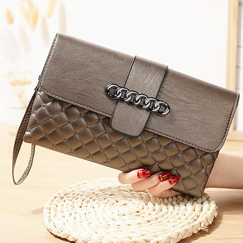 Plaid Pattern Quilted Ladies Shoulder Purse Multifunctional Wallet Handbag