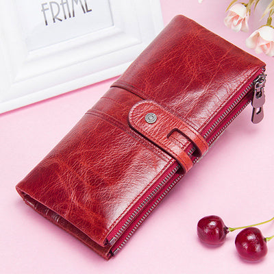 Wallets for Women Genuine Leather Cellphone Case Long Slim Credit Card Holder