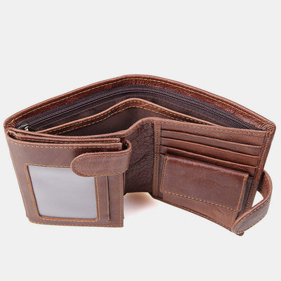 RFID Genuine Leather Card Holder Trifold Wallet