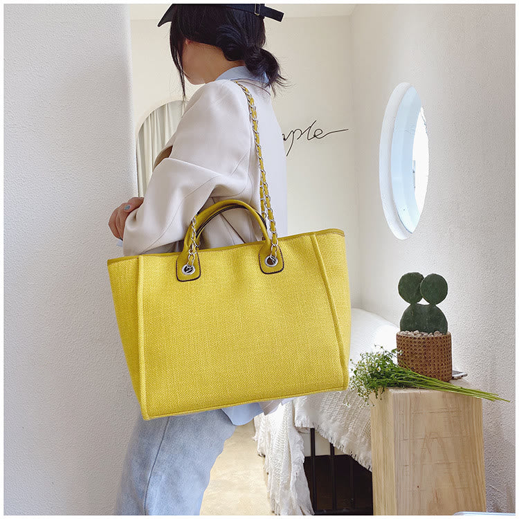 Crossbody Canvas Tote For Women Chain Strap Bucket Bag