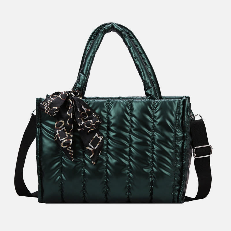 Down Handbag Large Capacity Detachable Strap Crossbody Tote For Winter