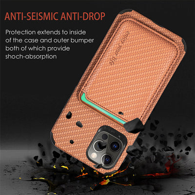 Magnetic Phone Wallet for iPhone Fiber Texture Phone Case with Magnetic Card Holder