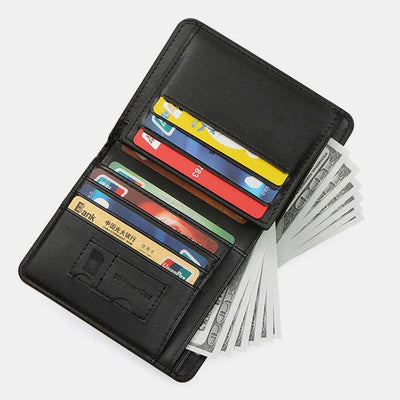 Men's Trifold Embroidery PU Leather Wallet RFID Blocking Card Holder