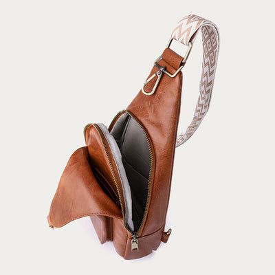 Vintage Soft Leather Sling Bag for Women Large Capacity Shoulder Daypack