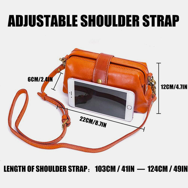 Retro Handmade Real Leather Phone Purse Handbags With Unique Opening