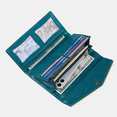 Multifunctional Large Capacity Genuine Leather RFID Trifold Wallet