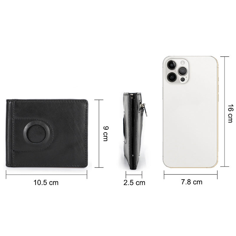 Multi Slot Leather Airtag Wallet - Black