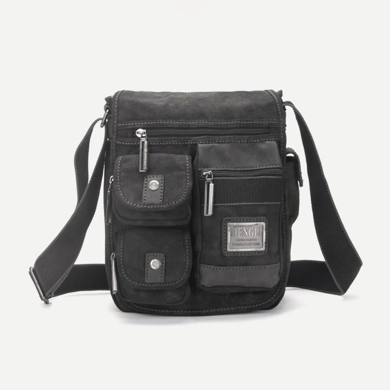 Messenger Bag For Men Vintage Thicken Canvas Large Capacity Crossbody Bag