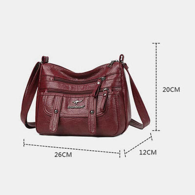 Crossbody Bag for Women Multi-Pocket Soft Leather Zipper Pocket Shoulder Purse