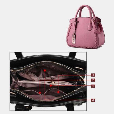 Women's Classic Satchel Purse Top-Handle PU Leather Tote Shoulder Bag