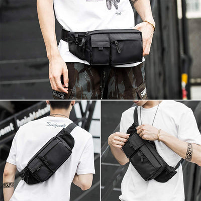 Waist Bag For Men Solid Color Oxford Crossbody Chest Bag