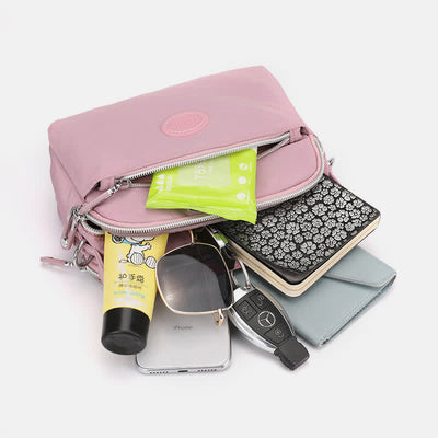 Crossbody Bag for Women Triple Zip Shoulder Bag Casual Nylon Purse