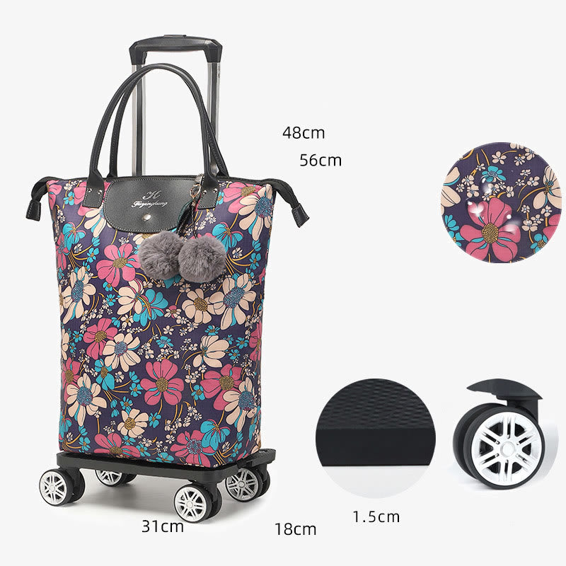Multifunctional Portable Trolley For Women Detachable Folding Wheel Tote