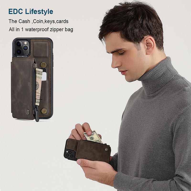 2 IN 1 Anti-theft RFID Phone Bag Wallet Smartphone Case Compatible with iPhone