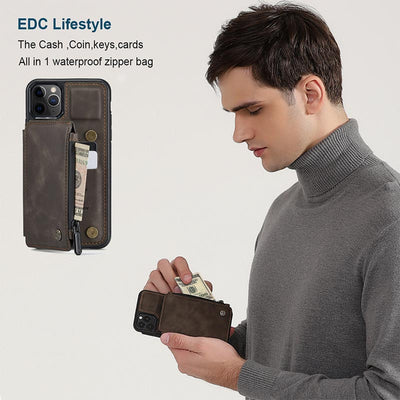 2 IN 1 Anti-theft RFID Phone Bag Wallet Smartphone Case Compatible with iPhone