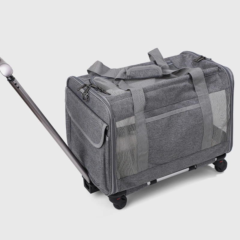 Rolling Pet Carrier Foldable Breathable Pull Rod Pet Bag