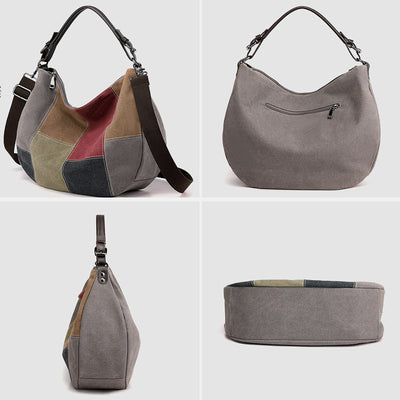 Large Capacity Vintage Stitching Color Dumpling Crossbody Bag