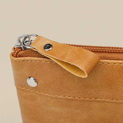 Retro Leather Coin Pouch Change Holder for Women Mini Zipper Wallet