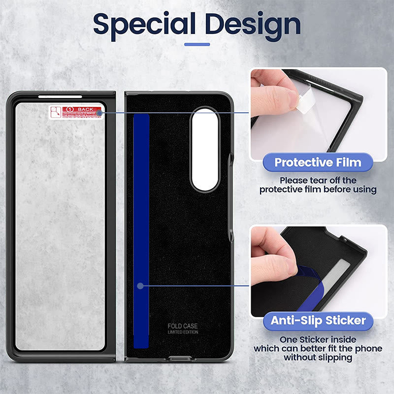 Phone Case For Galaxy Fold 4 Quilted Rhombic Ring Protective Case
