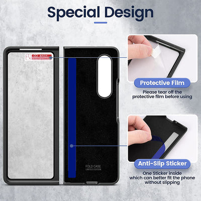 Phone Case For Galaxy Fold 4 Quilted Rhombic Ring Protective Case