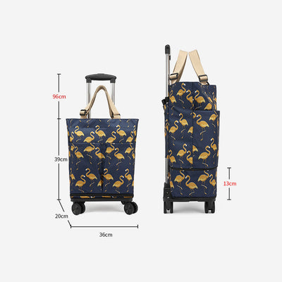 Tote Bag For Women Shopping Folding Removable Wheel Cart