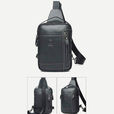 Genuine Leather Sling Bag for Men Vintage Crossbody Casual Hiking Daypack