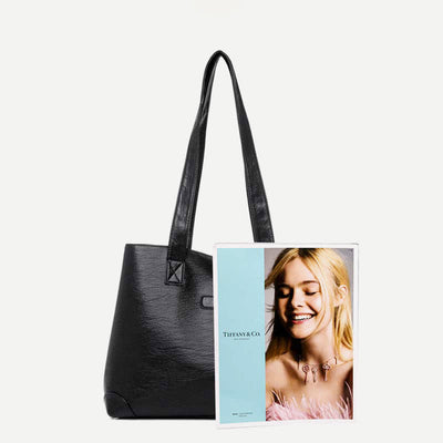 Women's Double Compartment Soft Faux Leather Tote Handbag Shoulder Bag Purse