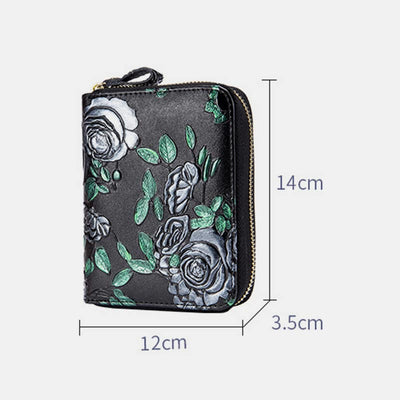 RFID Multi-Slot Elegant Hand-Painted Floral Wallet Card Holder