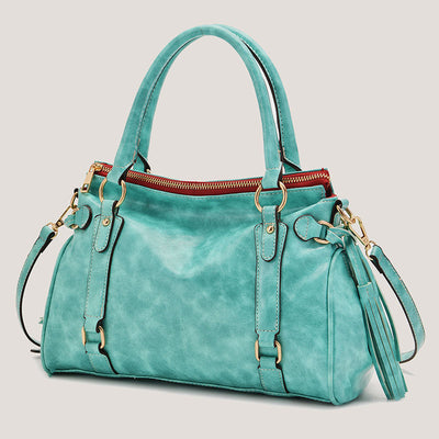 Top-Handle Satchel Handbag for Women Leather Tote Shoulder Bag with Crossbody Strap