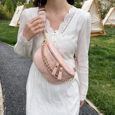 Retro Chest Bag Plaid Quilted Chain Strap Crossbody Shoulder Purse