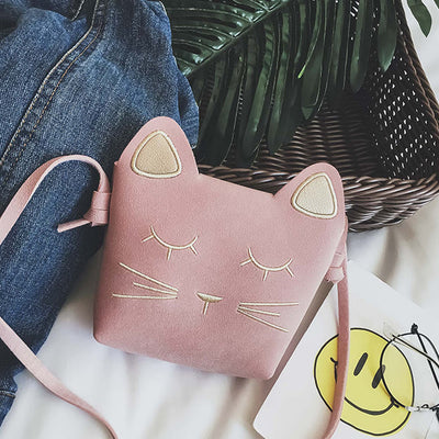 Cute Mini Kitten Crossbody Bag For Kids Small Leather Purse